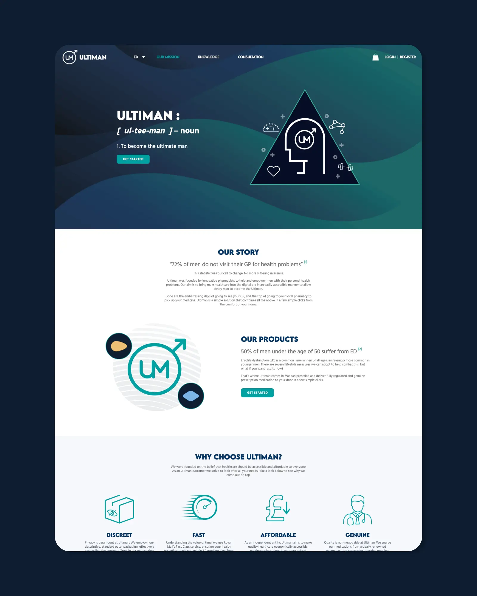 Ultiman homepage desktop and mobile visuals